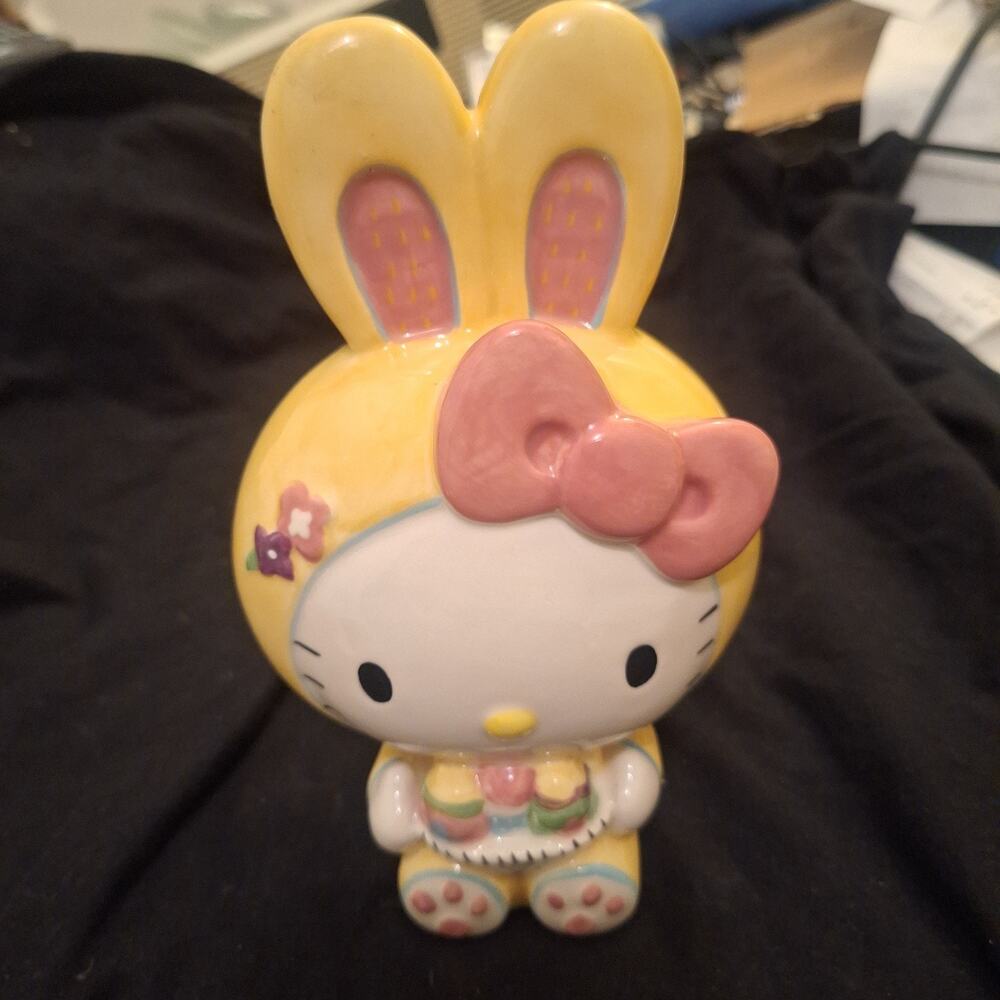 Blue Sky Clayworks HELLO KITTY Easter Bunny With Basket & Eggs Figurine